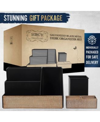 3 Piece Desk Organizer Set- Rustic Mail Organizer For Desktop - Great For Rustic Or Industrial Decor! Makeup Organizer For Vanity