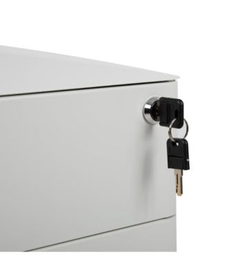 Modern 3-Drawer Mobile Locking Filing Cabinet Storage Organizer