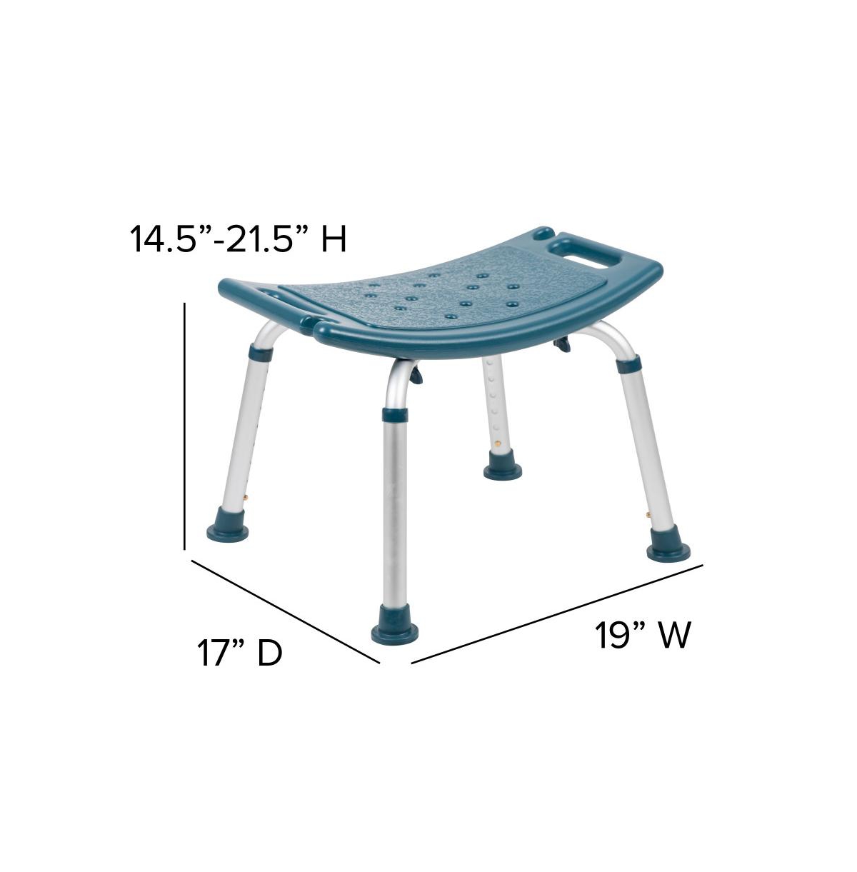 Tool-Free 300 Lb. Capacity, Adjustable Bath & Shower Chair W/ Non-Slip Feet