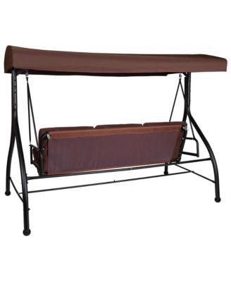 3-Seat Outdoor Steel Converting Patio Swing And Bed Canopy Hammock