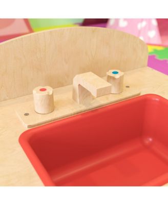Children's Wooden Kitchen Sink With Turnable Knobs For Commercial Or Home Use