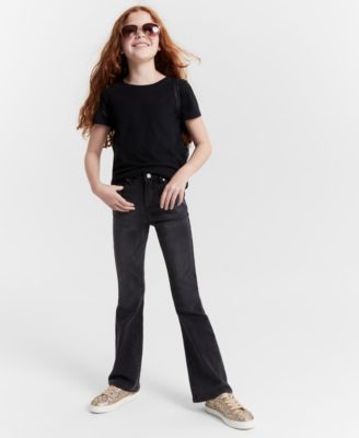Epic Threads Girls Solid T Shirt Camden Flared Jeans Created For Macys In Deep Black