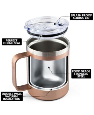 12 oz Insulated Coffee Mug with Lid - Stainless Steel Camping Mug Tumbler with Handle