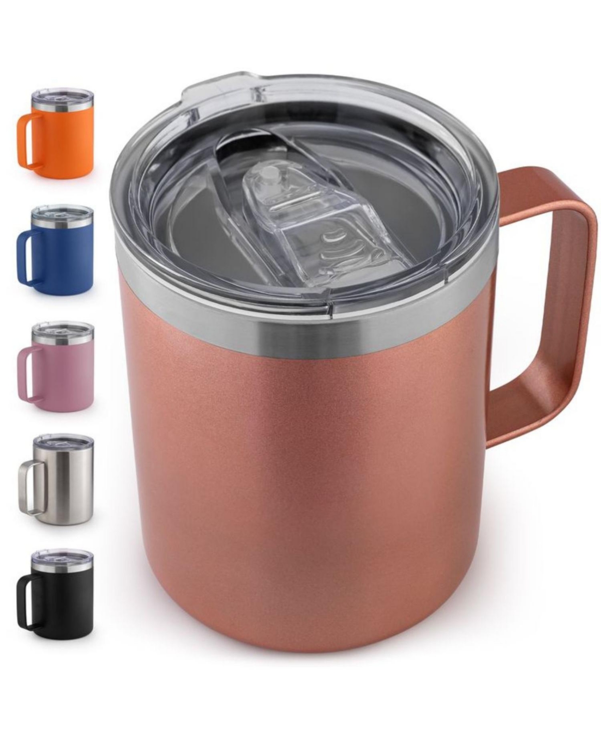 Zulay Kitchen 12 oz Insulated Coffee Mug with Lid - Stainless Steel Camping Mug Tumbler with Handle