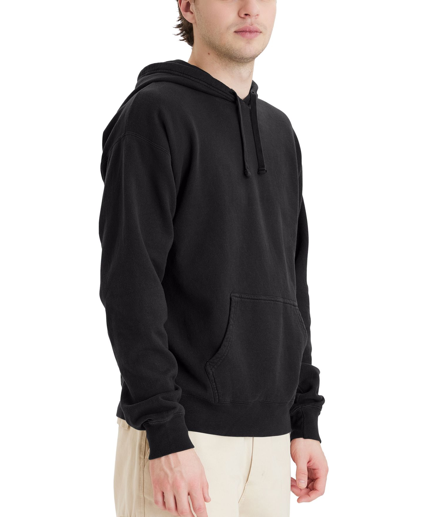 Мужское худи Hanes Garment Dyed Fleece, цвет: Чёрный — фото 4