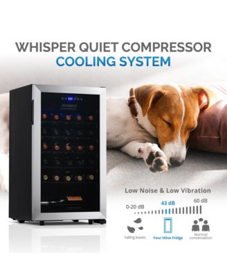 Freestanding 33 Bottle Compressor Wine Fridge in Stainless Steel, Adjustable Racks and Exterior Digital Thermostat