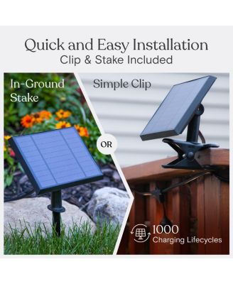 Ambience Pro Heavy Duty Solar-Powered LED Outdoor String Lights with 15 Hooks, Warm White (27 ft.)