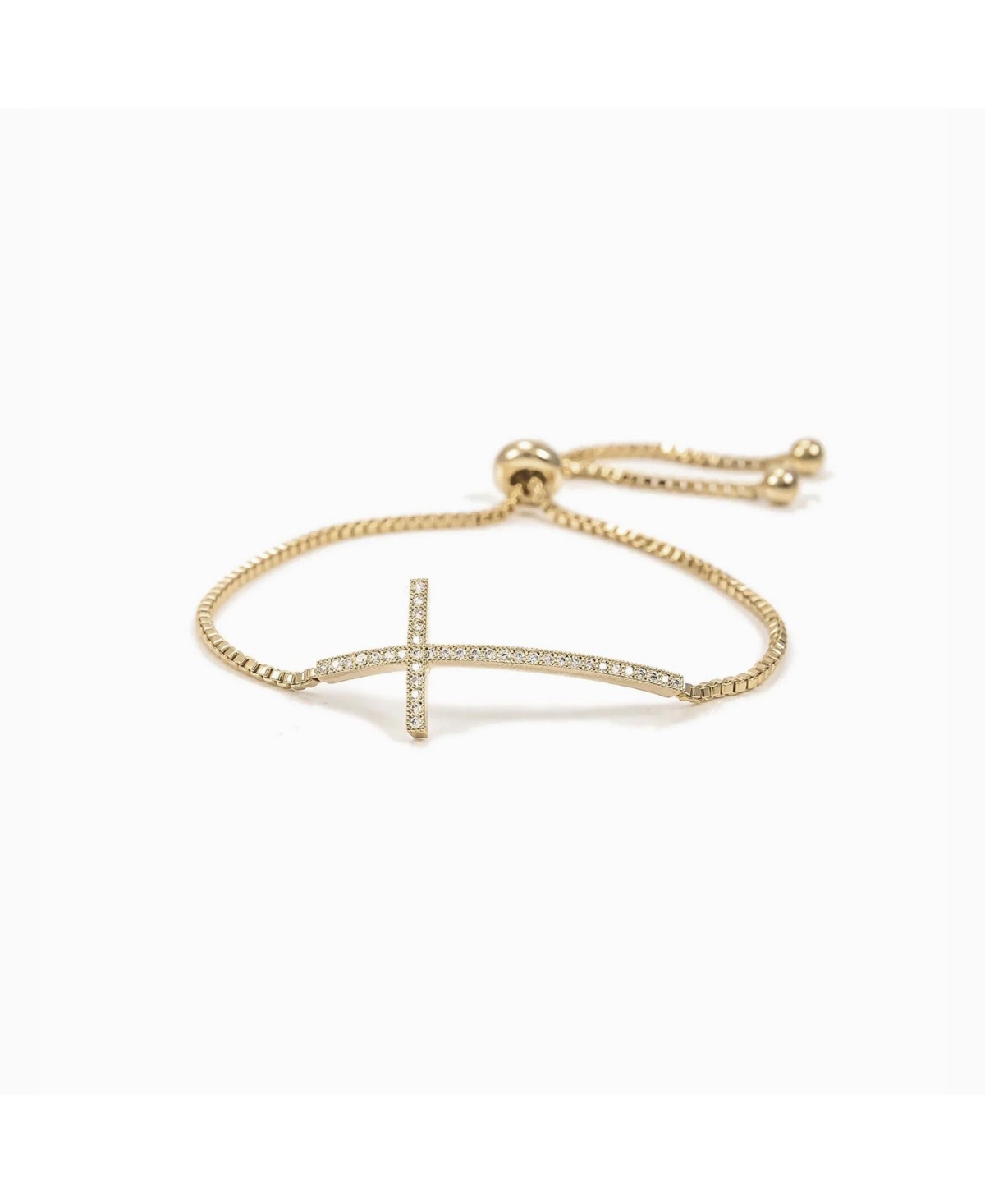 Horizontal Cross Adjustable Bracelet - Gold