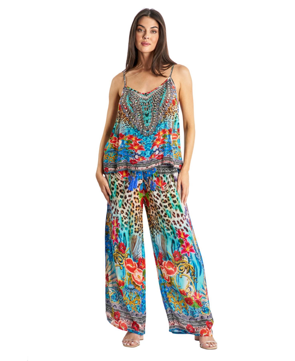 La Moda Clothing Women's 2 Piece Printed Pants Set