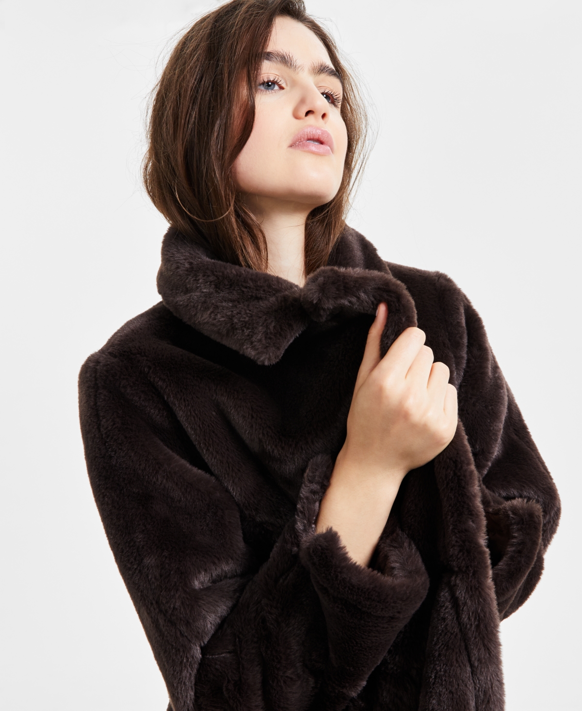 Jou Jou Juniors' Faux-Fur Double-Breasted Coat, Created for Macy's