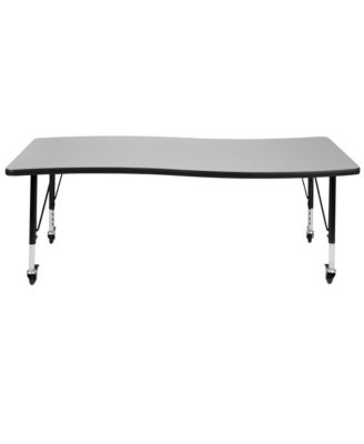 Mobile 26"W X 60"L Wave Flexible Collaborative Kids Adjustable Activity Table