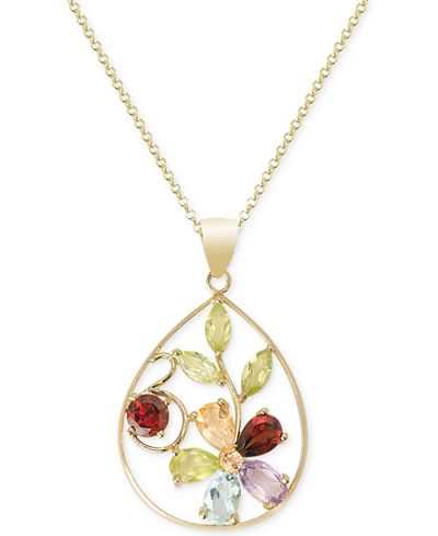 Victoria Townsend Multi-Stone Gemstone Flower Necklace in 18k Gold over Sterling Silver
