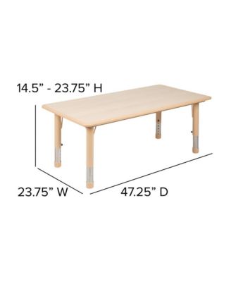 23.625"W X 47.25"L Rectangular Plastic Height Adjustable Activity Table