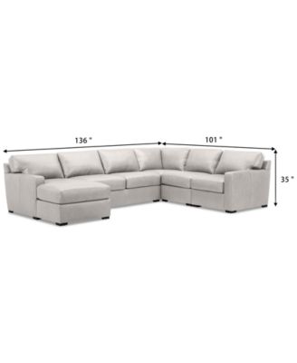 Radley 136" 5-Pc. Leather Square Corner Modular Chase Sectional