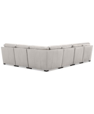Radley 129" 6-Pc. Leather Square Corner Modular Chaise Sectional, Created for Macy's