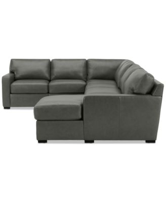 Radley 129" 6-Pc. Leather Square Corner Modular Chaise Sectional