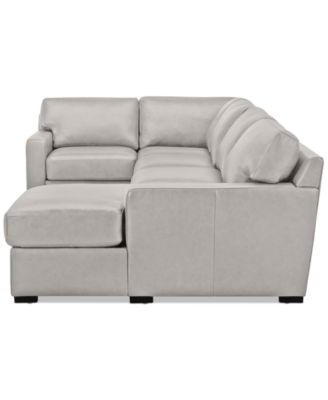 Radley 136" 4-Pc. Leather Square Corner Modular Chaise Sectional