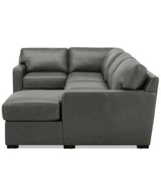 Radley 136" 4-Pc. Leather Square Corner Modular Chaise Sectional