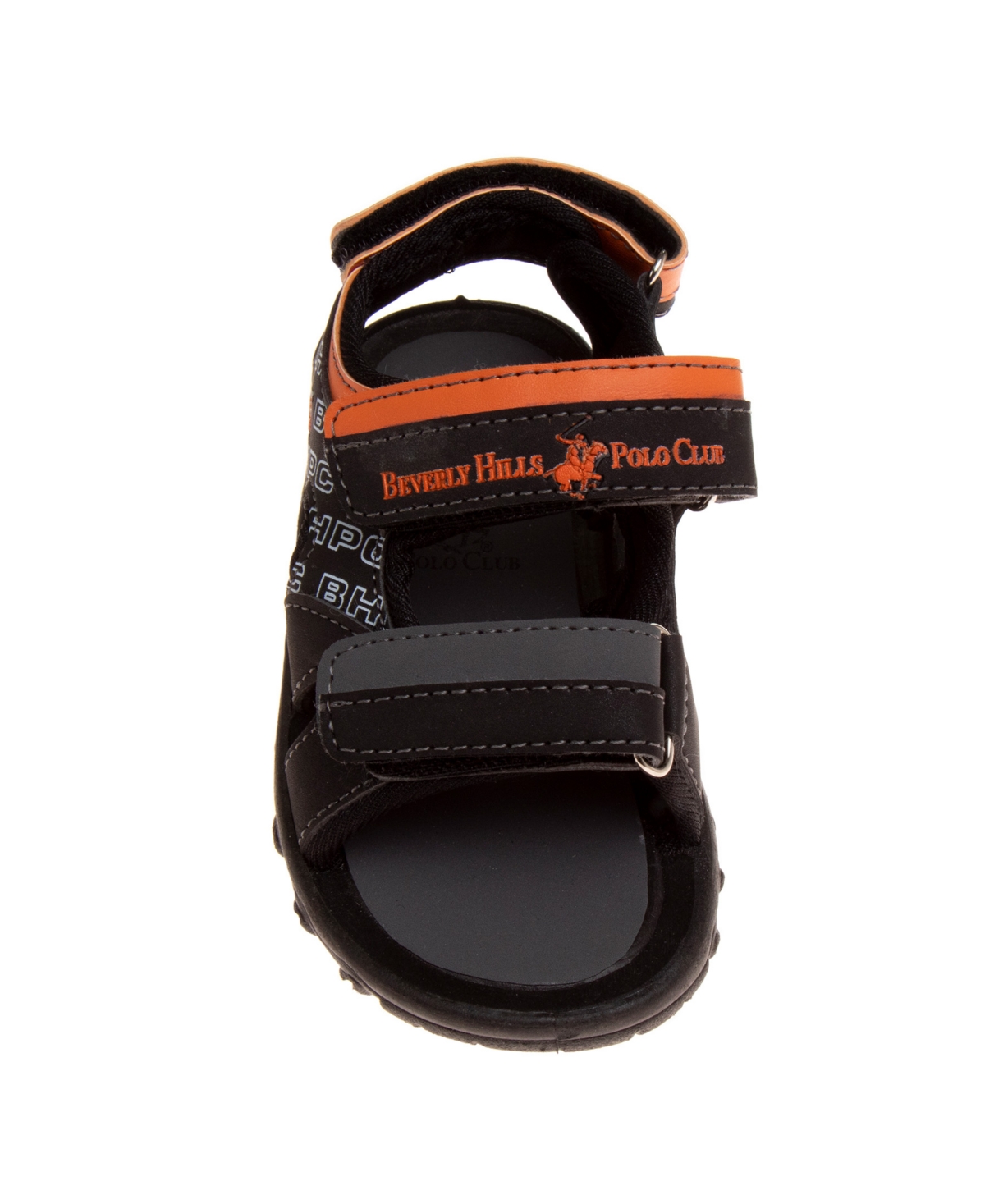 Beverly Hills Polo Club Toddler Double Hook And Loop Sport Sandals In Black,orange