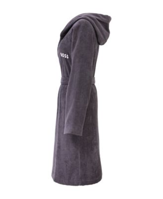 Plain Hooded Cotton Velour Women's Bathrobe