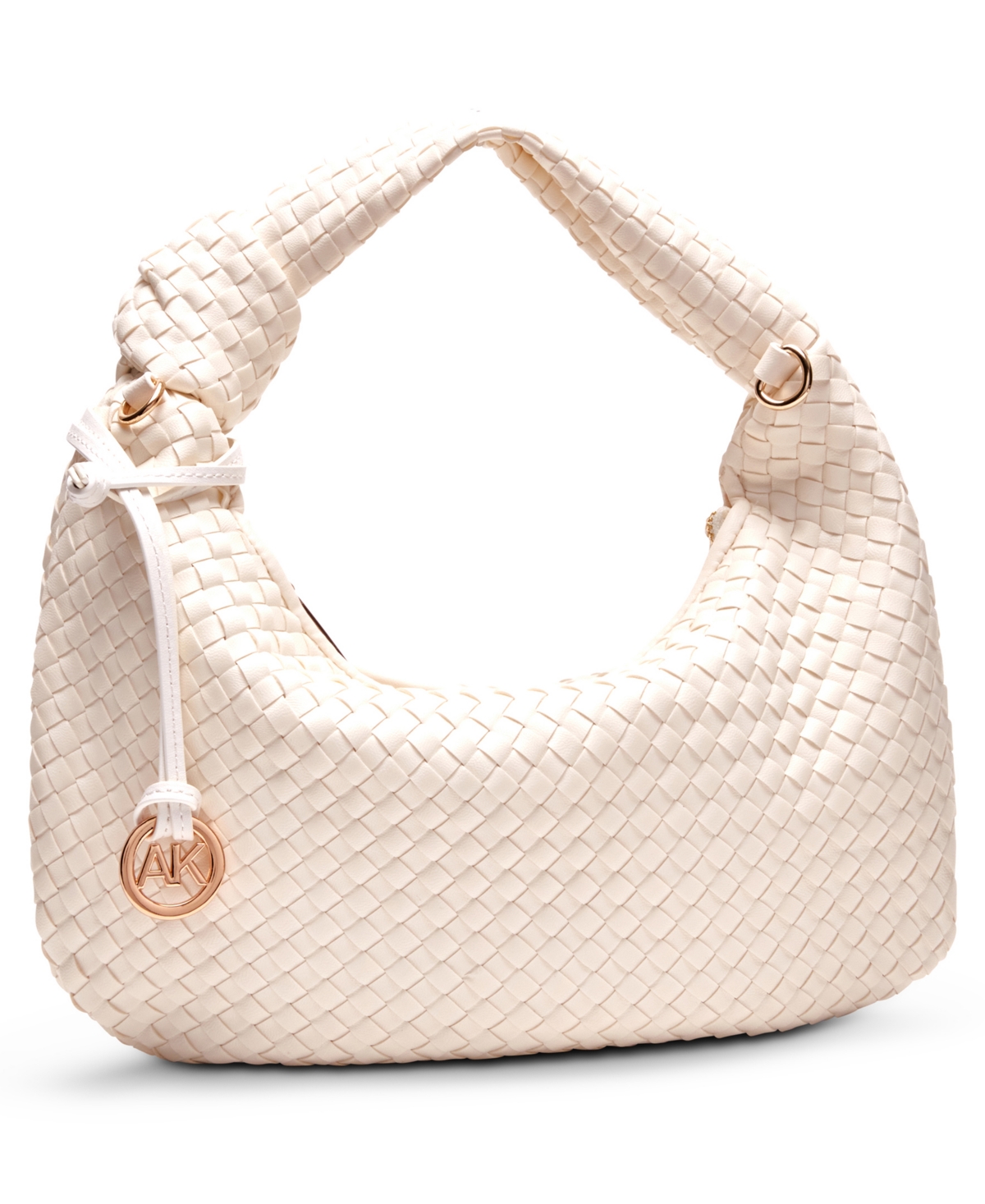 Shop Anne Klein Mini Woven Shoulder Bag In White