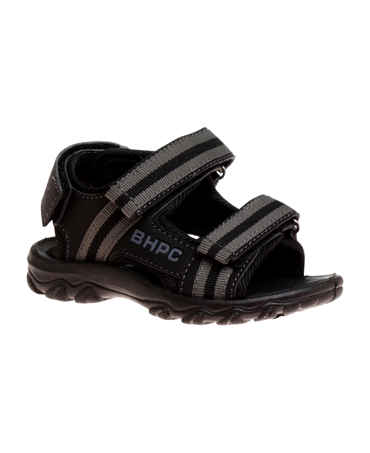 Shop Beverly Hills Polo Club Toddler Double Hook And Loop Sport Sandals In Black,grey