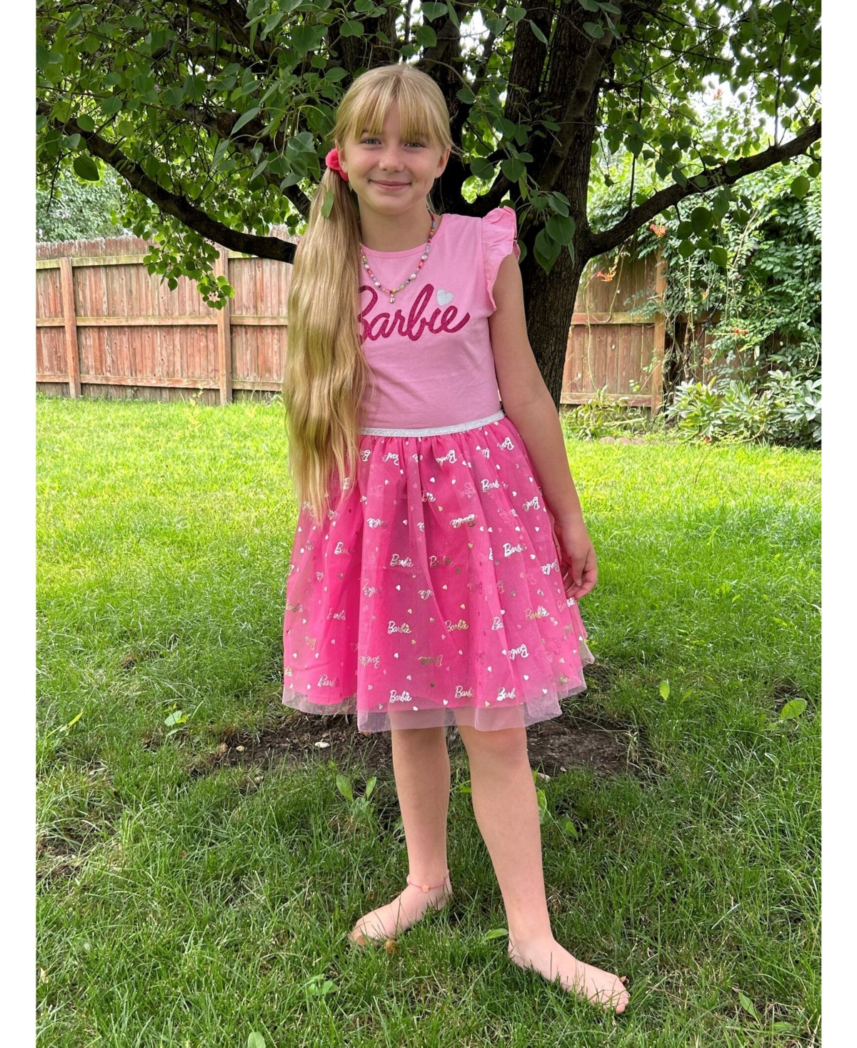 Barbie Little Girls Tulle Dress- Pink
