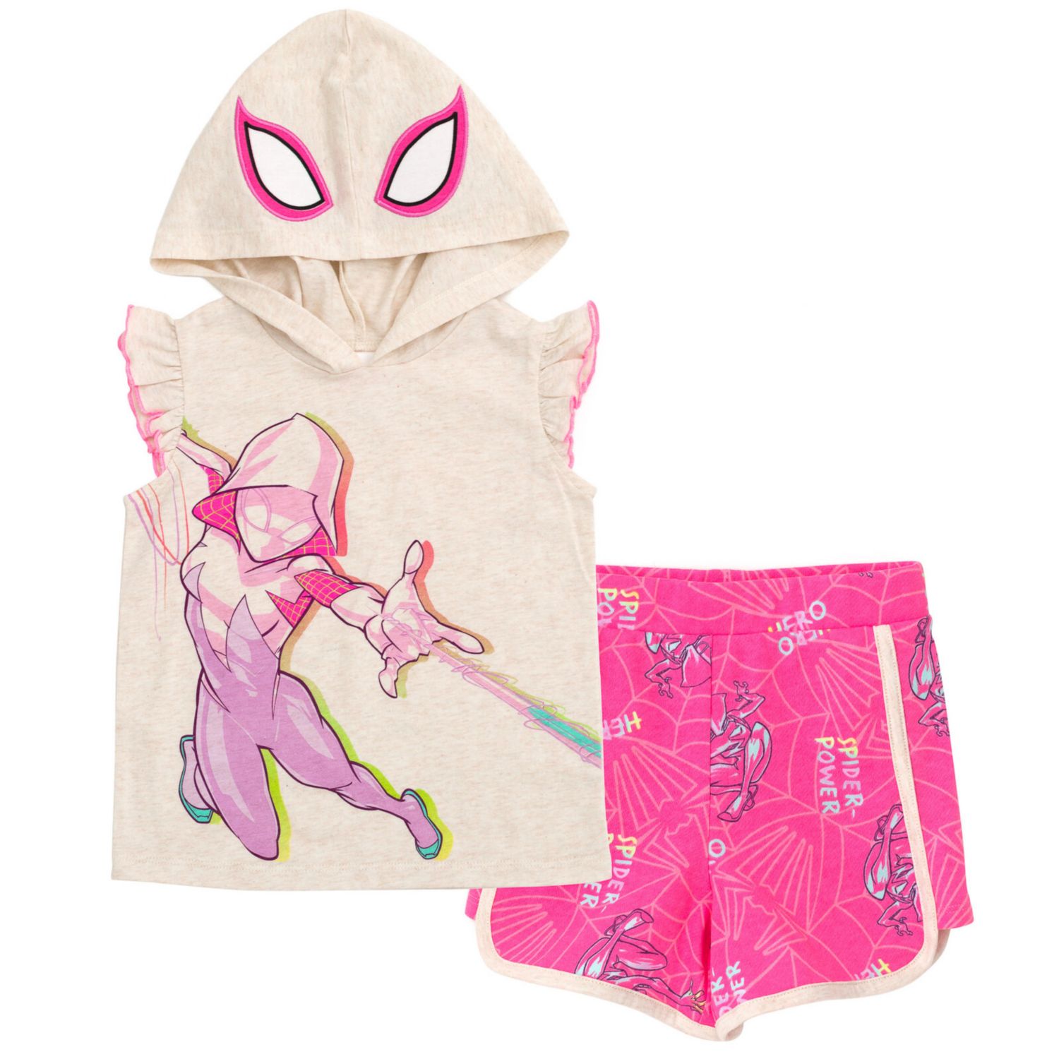 Girls SPIDERMAN Spidey and His Amazing Friends Cosplay Tank Top and Dolphin Active French Terry Shorts Outfit Set