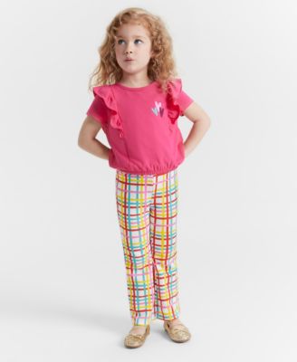 Shop Epic Threads Toddler Girls Heart Ruffle T Shirt Plaid Kick Flare Pants Created For Macys In Angel White