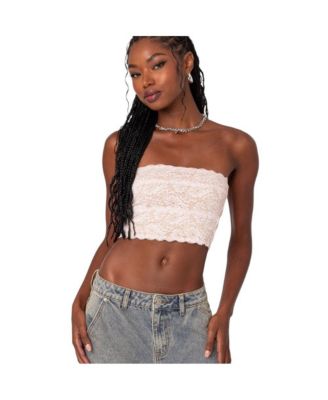 Edikted Nadine Lace Tube Top Light Pink S