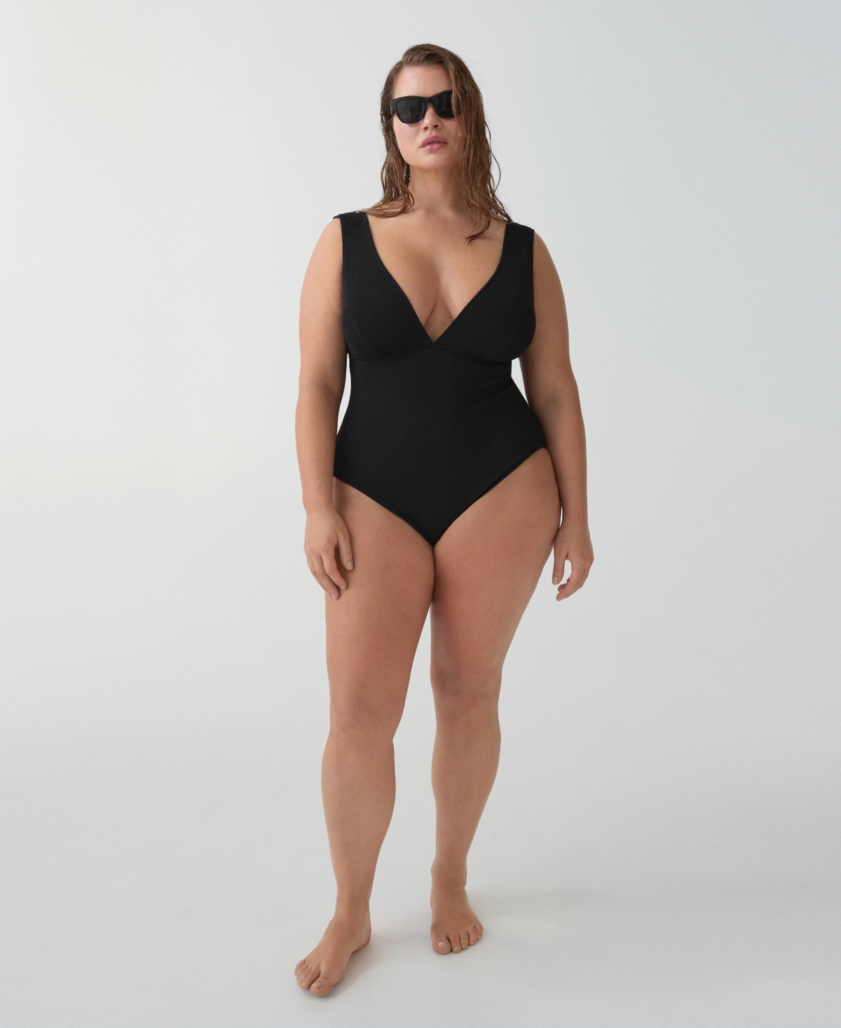 Women's V-Neck Swimsuit - Black