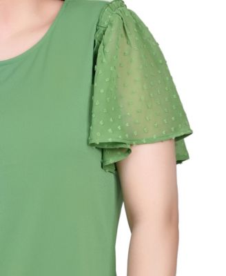 Clip Dot Flutter Sleeve Top