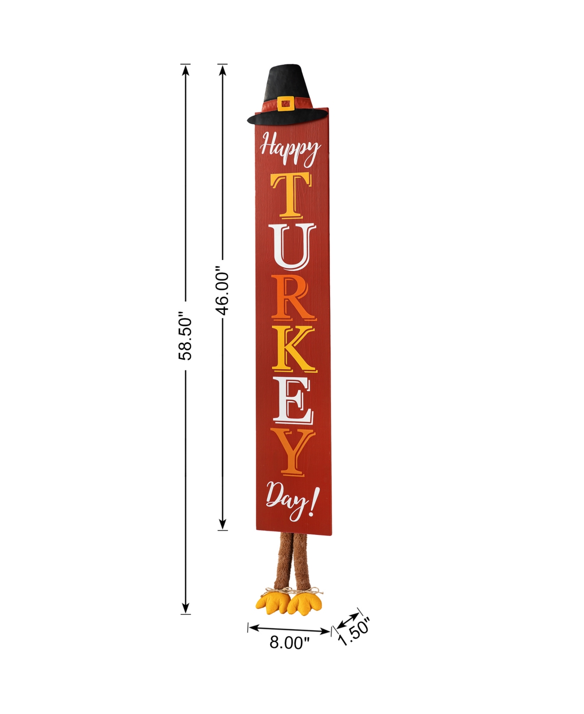 Shop Glitzhome 58.5"h Thanksgiving Wooden "happy Turkey Day" Porch Sign With Fabric Dangling Legs In Multi