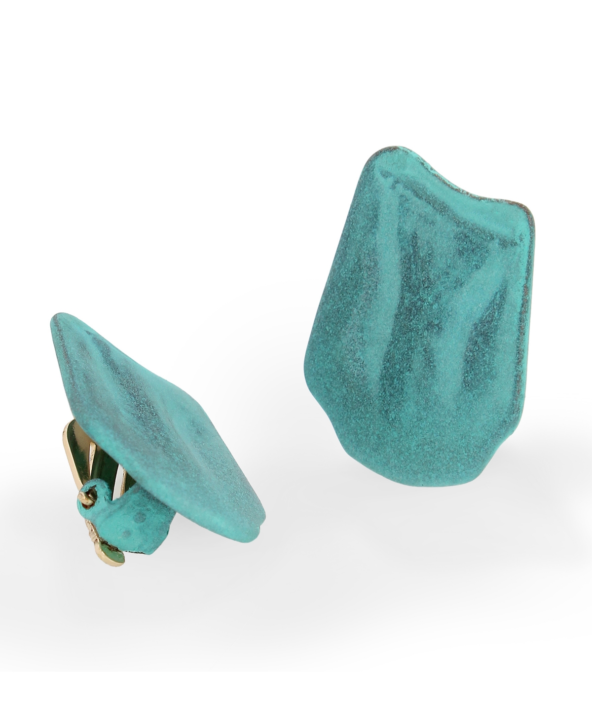 Shop Robert Lee Morris Soho Turquoise Patina Textured Petal Clip-on Earrings