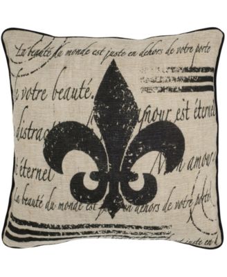Scripted Fleur de Lis Polyester Filled Decorative Pillow, 18 x 18