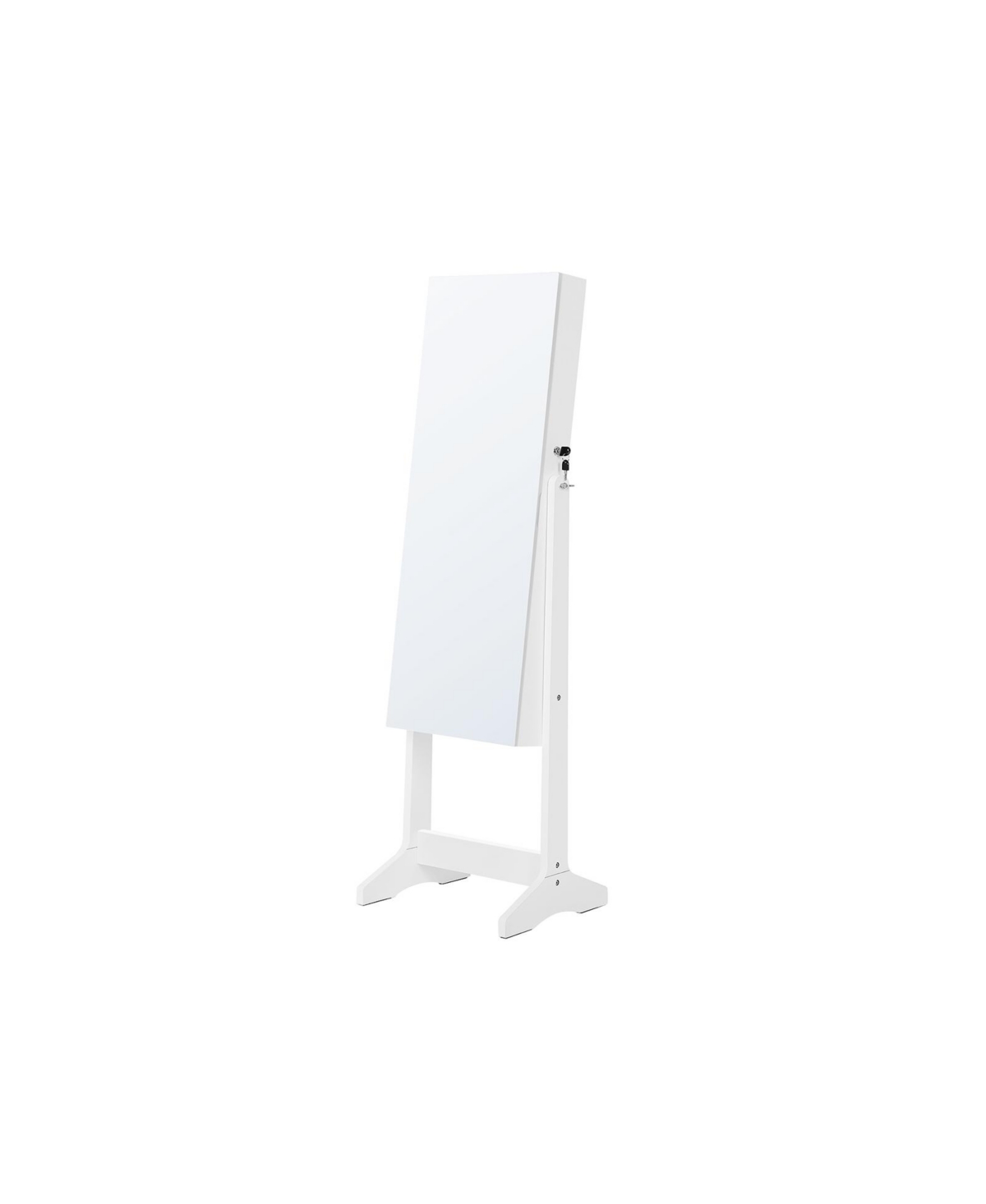 Mirror Jewelry Cabinet Armoire, Freestanding Lockable Storage Organizer Unit - White