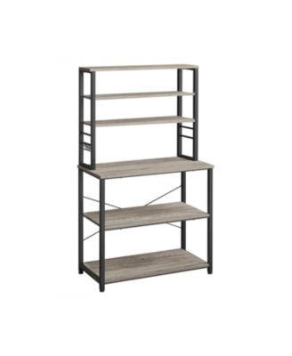 6-tier Industrial Baker's Rack Microwave Oven Stand With 6 Hooks And Metal Frame