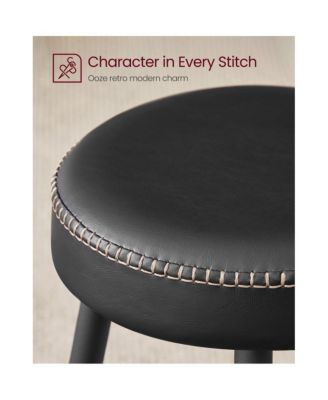 Counter Stools Set Of 2, Kitchen Stools, Breakfast Stools, Synthetic Leather With Stitching