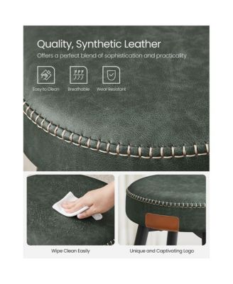 Counter Stools Set Of 2, Kitchen Stools, Breakfast Stools, Synthetic Leather With Stitching