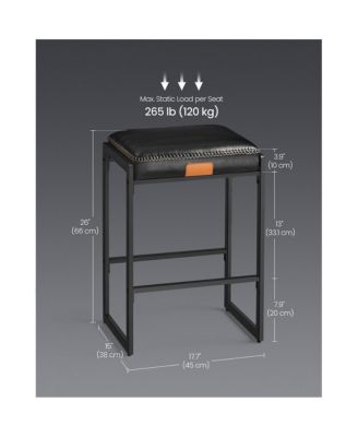 Counter Height Bar Stools Set of 2, Synthetic Leather with Stitching