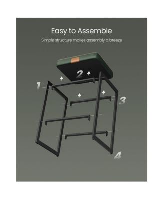 Counter Height Bar Stools Set of 2, Synthetic Leather with Stitching