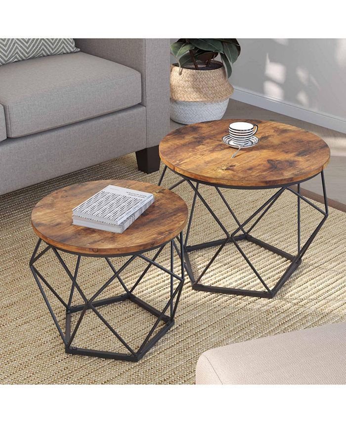 Slickblue Set Of 2 Industrial Nesting Coffee Table Set - Macy's