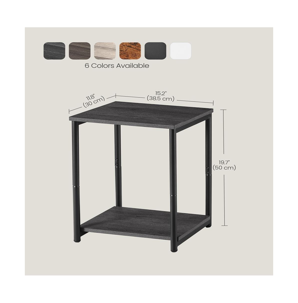 Slickblue Set Of Industrial End Table Side Table With Storage Shelf