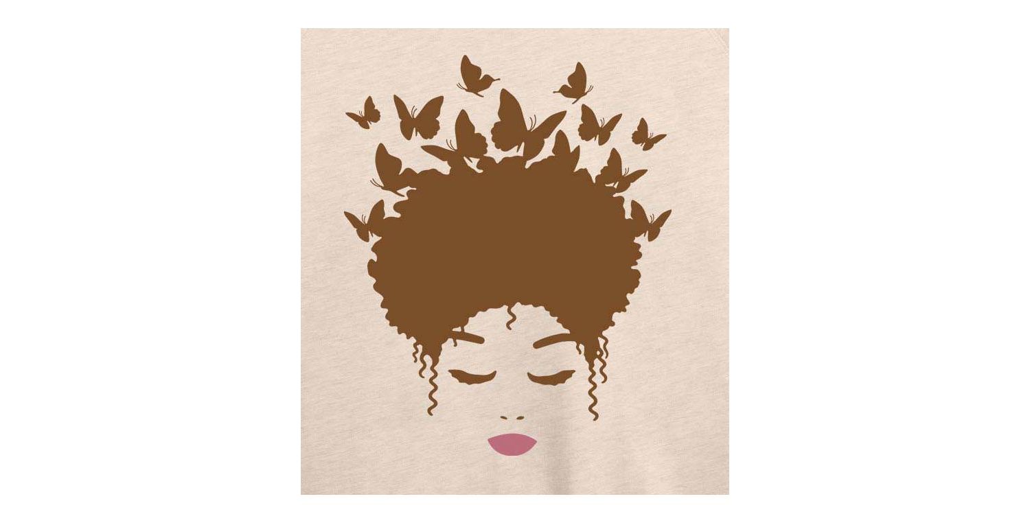 Trendy Plus Size Butterfly Afro Hair Graphic Pullover