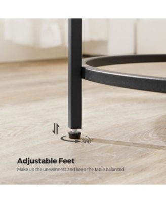 Round Side Table, Glass End Table With Metal Frame, Small Coffee Accent Table Set of 2