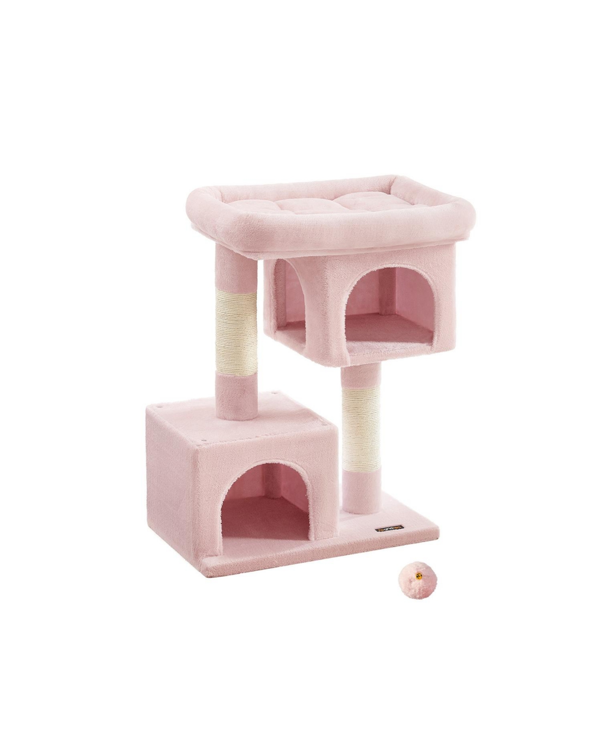 Cat Tree, 33.1-Inch Cat Tower, L, Cat Condo for Large Cats up to 16 lb, Large Cat Perch, 2 Cat Caves, Scratching Post - White