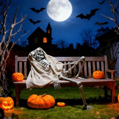 2 Pack 65" Two Headed Skeleton Bone Life Size Posable Prop Halloween Decoration