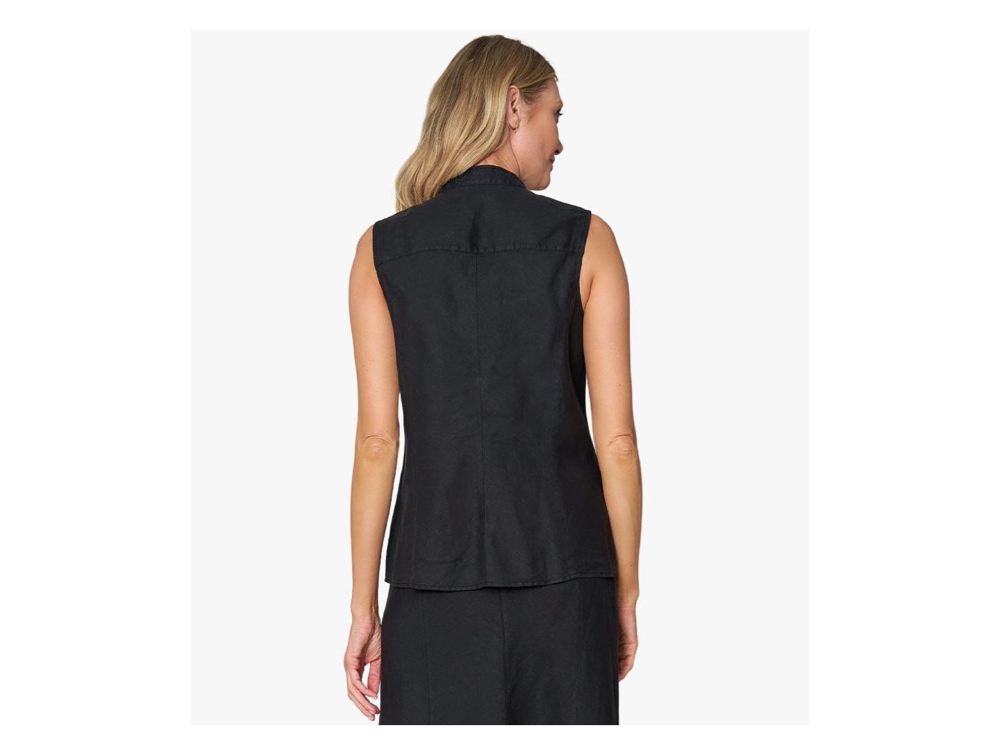 Женский топ Stella Carakasi Linen Sleeveless In Line, цвет: Чёрный — фото 2