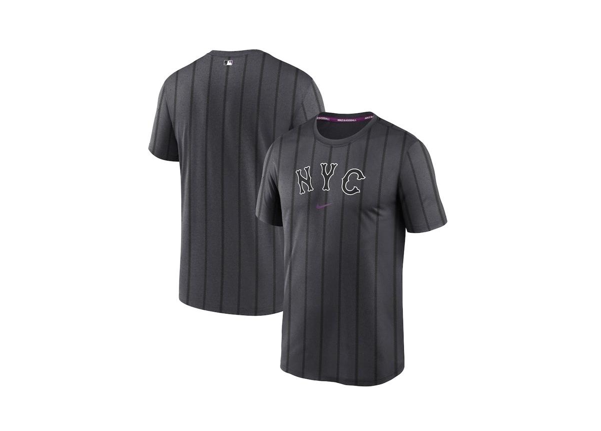Nike Men's New York Mets 2024 City Connect Practice Velosity Performance T-Shirt - Charcoal