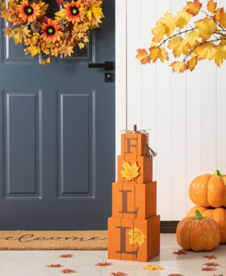 25.5"H Halloween and Fall Wood Reversible Boxed Porch Decor